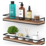Meangood Floating Shelves Wall Mounted Set of 2, Rustic Wood Wall Storage Shelves for Bedroom,Living Room,Bathroom, Kitchen Torched Wood - Retail: $22