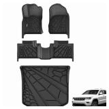 KARPAL Floor Mats & Cargo Liner for 2016-2021 Jeep Grand Cherokee / 2022 Grand Cherokee WK (Not for WL), All Weather TPE Custom Fit Floor Liners Car Mats Accessories - Retail: $90