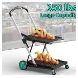 Yenntrss 8-in-1 Collapsible Shopping Cart, 350 lbs Capacity Grocery Cart on Wheels, Foldable Shopping Cart with 2 Storage Crates for Shopping, Warehouse, Supermarket and Picnic, Blue - Retail: $190