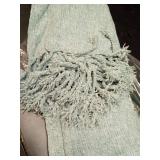 BOURINA Chenille Throw Blanket with Decorative Fringe for Couch Sofa Chair Blanket (50Ã60 Inches) Light Blue - Retail: $15
