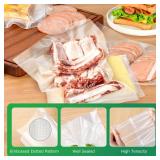 FRESKO 8\"x12\" Food Vacuum Sealer Bags, 120Pcs PreCut Bags for Food Vacuum Storage, Vacuum Seal Food Sealer Bags with BPA Free and Heavy Duty, Great for Sous Vide Bag Meal Prep - Retail: $24
