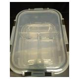 DAS TRUST 3 Pack Bento Box Glass Meal Prep Containers with 3 Compartments - Oven Safe Lunch Box - Retail: $37