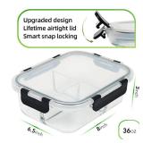 DAS TRUST 3 Pack Bento Box Glass Meal Prep Containers with 3 Compartments - Oven Safe Lunch Box - Retail: $37