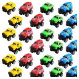 Rcanedny 24 Pcs Mini Pull Back Truck Push and Go Friction Powered Car Toys Small Racing Vehicle Truck Toys for Pinata Fillers Goodie Bag Stocking Stuffers Classroom Prizes Birthday Gifts - Retail: $17
