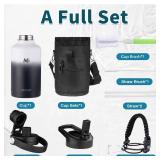 MEZMUT 64oz Insulated Water Bottle with Paracord Handle,Half Gallon Water Bottle Jug with Straw & Spout Lids,Stainless Steel Sport Thermo Water Jug Leak-proof Keep Cold Hot for Outdoor Camping Hiking 