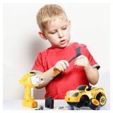 Toy Trucks | Take Apart Toys with Electric Drill | Converts to Remote Control Car | 3 in 1 School Bus, Taxi, Train Take Apart Toys Children | STEM - Retail: $35