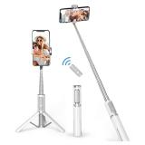 Selfie Stick Tripod, 3-in-1 Extendable Aluminum Phone Tripod with Detachable Bluetooth Remote, Compatible with iPhone 17/16/15/14/13/12/11/11 Pro/XS Max/XR and Samsung Smartphones, Purple  - Retail: $