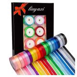 LIUYAXI 20 Colors 100 Yard Rainbow Satin Ribbon, 3/8\" X 5 Yard/Roll, Double Face Satin Ribbon Perfect for Gift Wrapping Happy Birthday Party Decorations and More - Retail: $15