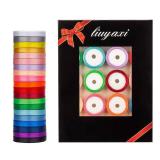 LIUYAXI 20 Colors 100 Yard Rainbow Satin Ribbon, 3/8\" X 5 Yard/Roll, Double Face Satin Ribbon Perfect for Gift Wrapping Happy Birthday Party Decorations and More - Retail: $15