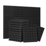 -12 x 12 x 2 Inches Pyramid Designed Acoustic Foam Panels, Sound Proof Foam Panels Black, High Density and Fire Resistant Acoustic Panels, Sound Panels, Studio Foam for Wall and Ceiling - Retail: $30
