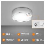 TOOWELL Motion Sensor Ceiling Light Battery Operated Indoor/Outdoor LED Ceiling Lights for Closet Hallway Pantry Laundry Stairs Garage Bathroom Shower Porch Shed Wall 400LM Motion Activated Light - Re