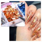 Holographic Nail Art Glitters 6 Grids Foil Flakes Supplies Confetti Sparkly Aluminum Sequins Irregular Glitter Design for Acrylic Nails Decorations Accessories Craft - Retail: $12