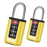 BRILLIRARE 2 Pack TSA Approved Luggage Locks, Combination Travel Padlock, 3-Digit Waterproof Lock, TSA Outdoor Keyless Resettable Lock for Lockers, Bags, Backpack, Gym, Gate-Yellow - Retail: $12