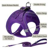 Dog Harness with Leash Set, No Pull Adjustable Reflective Step-in Puppy Pet Vest Harnesses for Small Medium Large Dogs and Cats,Purple XXS - Retail: $12