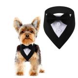 DOGTACT Dog Wedding Bandana, Formal Dog Tuxedo Adjustable Pet Collar with Bow, Small, Medium and Large Wedding Clothing, Birthday Gifts for Dogs (Small, Black) - Retail: $12