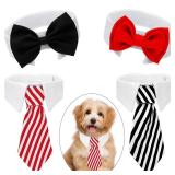 Syhood 3 Pieces Pet Bow Tie Adjustable Pet Neck Tie Costume Formal Cats Puppy Grooming Ties Dog Collar for Small Dogs Party Accessories (S,Black, Red, Red White, Blue White) - Retail: $15
