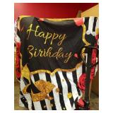 Sumind Red Black Happy Birthday Backdrop Fabric Red Rose Party Decor Black Gold High Heels Champagne Glass Photography Background Women Birthday Decorations for Party Supplies, 72.8 x 43.3 Inch - Reta