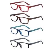 RaoOG Reading Glasses Womens Men Blue Light Blocking - 4 Pack Ladies Blue Screen Readers Lightweight Eyeglasses Choose Your Magnification +2.5 - Retail: $27