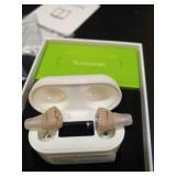 Hearing Aids with Long-Lasting Charging Case, Invisible Hearing Aids for Seniors with Smart Noise Cancellation, Completely-In-Canal Hearing Aid Devices, Easy Control (Beige) - Retail: $90