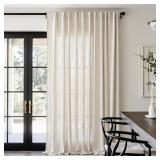jinchan Extra Wide Sliding Door Curtain 120 Inch Length Beige Linen Curtains Semi Sheer Drapes for Patio Door Living Room Bedroom Floor to Ceiling Light Filtering Drapes 100 Inches Wide 1 Panel - Reta