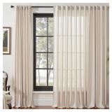 jinchan Extra Wide Sliding Door Curtain 120 Inch Length Beige Linen Curtains Semi Sheer Drapes for Patio Door Living Room Bedroom Floor to Ceiling Light Filtering Drapes 100 Inches Wide 1 Panel - Reta