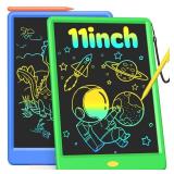 Magic Jimmy 2 Pack 11 Inch LCD Writing Tablet Doodle Board, Colorful Electronic Drawing Pads, Creative Drawing Fun for Kids 3-6, Educational Car Trip Toys | Navy Blue and Green - Retail: $12