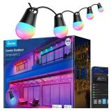 Govee Smart Outdoor String Lights 2, 144ft Outdoor Lights with Dimmable Warm White LED Bulbs, 47 Scene Modes for Patio, Backyard, Balcony, IP65 Waterproof, Works with Alexa, App Control - Retail: $190