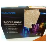 Outdoor String Lights 50FT, Outdoor Lights for Patio with 20 Dimmable RGBW LED Bulbs, IP66 Waterproof Shatterproof, with APP Control & Remote, 24V Adapter Color Change,for Backyard Decor - Retail: $41