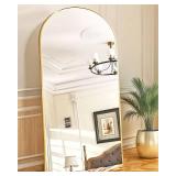 KOMCOTE Full Length Floor Mirror - 71x30 Inches Oversized Arched Wall Mirror, Gold Standing Mirror for Bedroom, Living Room, Dressing Room - Elegant Freestanding & Leaner Mirror for Home Decor - Retai