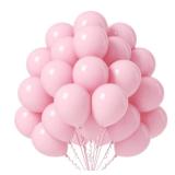 FOTIOMRG Pink Balloons - 12 Inch, 50 Pack Light Pink Latex Party Balloons with Pink Ribbon for Birthday, Graduation, Bridal, Baby Shower, Gender Reveal & Princess Parties - Retail: $12