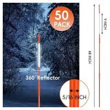 CEWOR 50pcs Reflective Driveway Markers 48 Inch Snow Stakes 5/16 Inch Diameter Orange Fiberglass Driveway Reflectors Hi-Visibility Safety Snow Poles for Parking Lots, Walkway, Ski Slopes Road - Retail