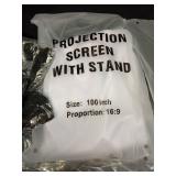 TOWOND Projector Screen with Stand, 100 inch Outdoor Projector Screen Portable Indoor Projection Screen 16:9 4K Rear Front Movie Screen with Carry Bag for Home Backyard Theater - Retail: $70