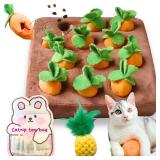 CECE PAW Carrot Catnip Toys, Interactive Feather Cat Toys for Indoor Cats, Cat Puzzle Toys for Boredom and Mental Stimulation, 12 Squeaky Carrots with Treat Pockets and 12 Catnip Tea Bags - Retail: $2