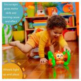 Bright Starts Roll & Glow Monkey Crawling Baby Toy with Lights and Sounds, Tummy Time Toy, 6 Months and up - Retail: $20