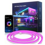 Nexillumi Neon LED Rope Lights 16.4FT, IP67 Waterproof LED Lights for Bedroom Flexible LED Light Strip with Remote and APP Control RGB Lighting Strip for Indoors Outdoors Bedroom Room Home Decor - Ret