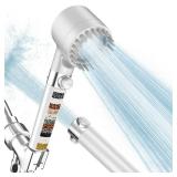 PWERAN Filtered Shower Head with Handheld, High Pressure 3 Spray Mode Showerhead with 18 Stage Water Softener Filters for Hard Water - Handheld Shower Head-Remove Chlorine-White - Retail: $22