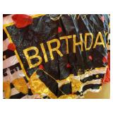 Sumind Red Black Happy Birthday Backdrop Fabric Red Rose Party Decor Black Gold High Heels Champagne Glass Photography Background Women Birthday Decorations for Party Supplies, 72.8 x 43.3 Inch - Reta