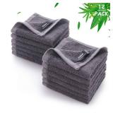 Wash Cloths 12 Pack, Super Soft and Skin Friendly Face Towel for Sensitive Skin, 10x10 inch Small Face Washcloths, Reusable Washable Makeup Remover Cloths, Easy to Rinse Grey Facial Cleansing Cloths -