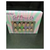 BTArtbox French Tip Press On Nails, Almond, Supremely Fit, Natural, Reusable Short Glue/Stick On Nails for Women Gift in 16 Sizes, Black French, 32 Fake Nails Kit - Retail: $15