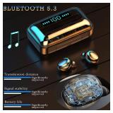 Ear Buds Wireless Earbuds, Bluetooth 5.3 Headphones In Ear, Bluetooth Earphones with Built-in Microphone, Wireless Ear Buds, Bluetooth Earbuds with Mic, USB Charging Case, Dual Connect, Black - Retail