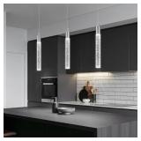 zhllmq Modern Kitchen Island Pendant Light Dimmable LED Chrome Finish Mini Crystal Pendant Lighting Bedroom Bedside Table Small Pendant Lightsï¼3-Packï¼ - Retail: $120