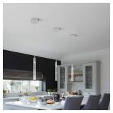 zhllmq Modern Kitchen Island Pendant Light Dimmable LED Chrome Finish Mini Crystal Pendant Lighting Bedroom Bedside Table Small Pendant Lightsï¼3-Packï¼ - Retail: $120