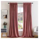 MIULEE Dusty Rose Pink Velvet Curtains Thermal Insulated Blackout Curtain Drapes for Bedroom Living Room Darkening 96 Inches Long Curtains Panels Rod Pocket Set of 2 - Retail: $39