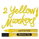 ARTISTRO 2 Yellow Acrylic Paint Markers - 3mm Medium-Tip Paint Pens - Perfect for Crafting, Art Projects, & More - Retail: $14