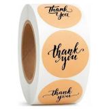 500 Thank You Stickers Roll â 1.5\" Round Kraft Paper Labels with Black Script Self-Adhesive Stickers for Small Business Packaging, Paper Bags, Gift Boxes & Envelopes - Retail: $11