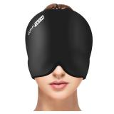 ComfiTECH Head Ice Pack Wrap Cold Cap Cooling Gel Hat, Medium, Dark Black - Retail: $12