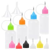 MIDELONG 4PCS Precision Tip Applicator Bottle, 30ML/1 OZ Fine Needle Tip Squeeze Bottle Multicolor Lids with 2 Mini Funnel for DIY Quilling Paper Craft Glue Ink Liquid Acrylic Painting - Retail: $12