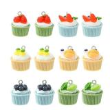 DanLingJewelry 30pcs 6 Styles Imitation 3D Cupcake & Fruit Cake Dessert Flatback Food Charms for Jewelry & Key Chain Making - Retail: $11