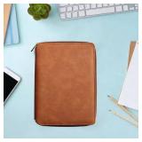 Lilihuimaoyi Zippered Notebook Pocket Diary Memo Book Meeting Folder Journal 6Ring Binder Notebook for Business Trips Travel Teachers, Brown - Retail: $23