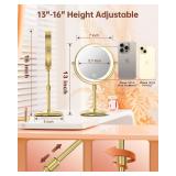 Benbilry Lighted Makeup Mirror with 3 Color Lights & 10X Magnification, Adjustable Brightness & Height, 7 Inch 360Â° Swivel Rechargeable 10X LED Magnifying Vanity Mirror with Light, Gold - Retail: $